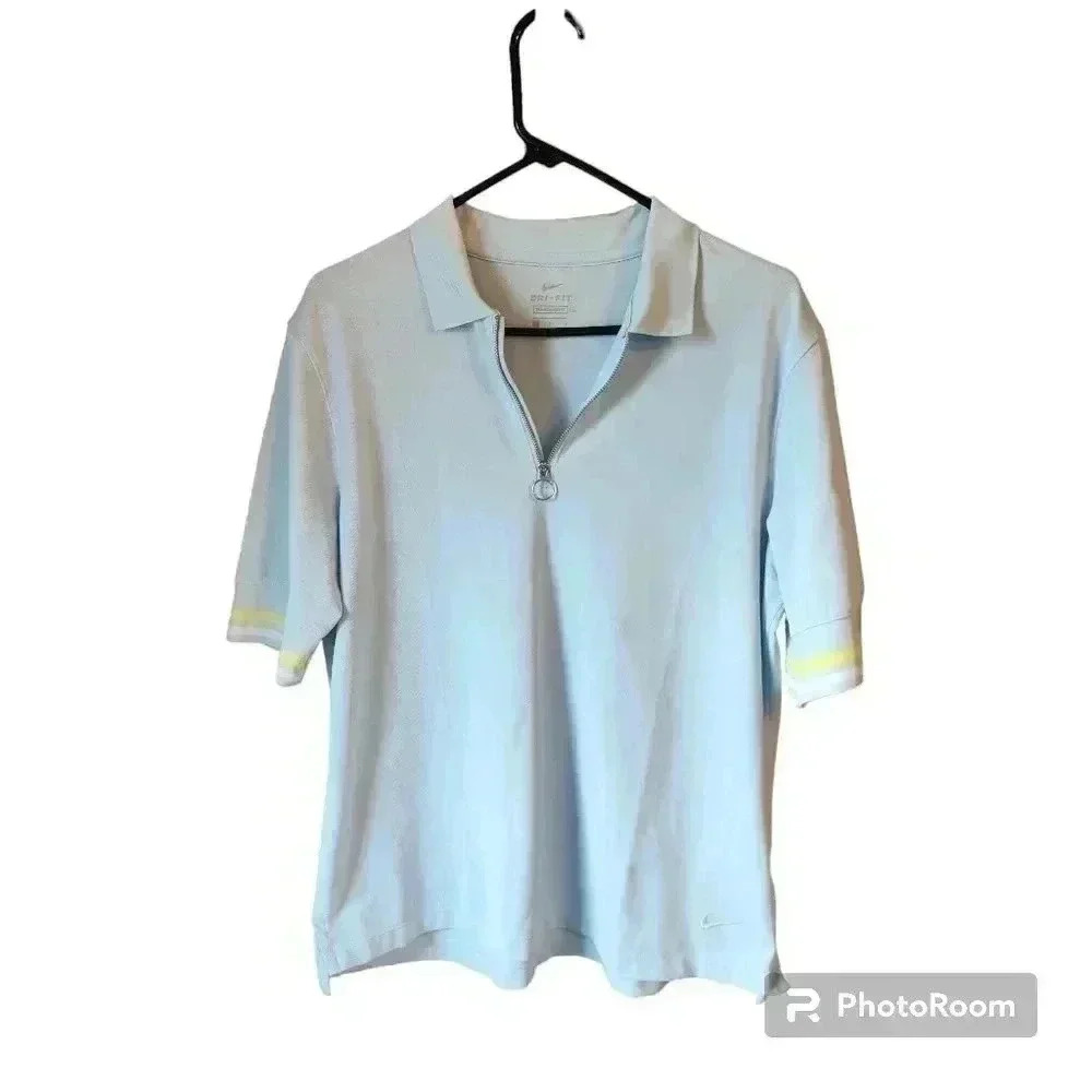 Nike Shirt 1/4 Zip Women's Victory Dri-Fit Golf Polo in Blue Size L 56323